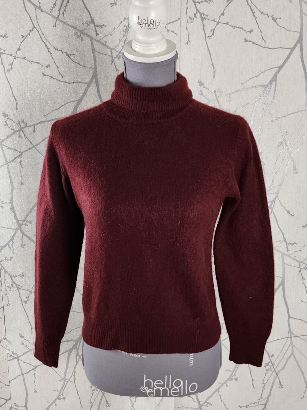 Iris Singer Burgundy 100% Cashmere Cropped Turtleneck Sweater